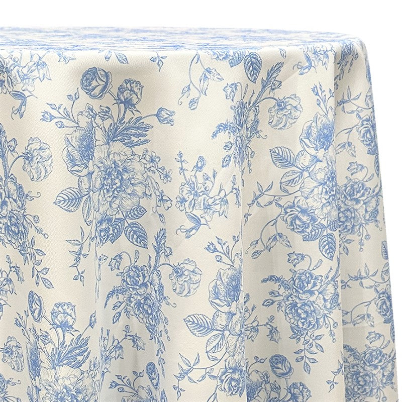 French Toile (Poly Print) Table Linen in Lt Blue – Urquid Linen