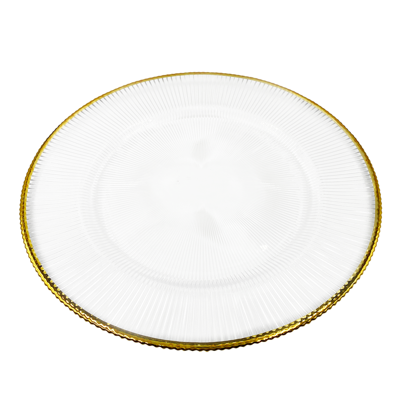 Ribbed Halo Glass Charger Plate In Gold Item 0240