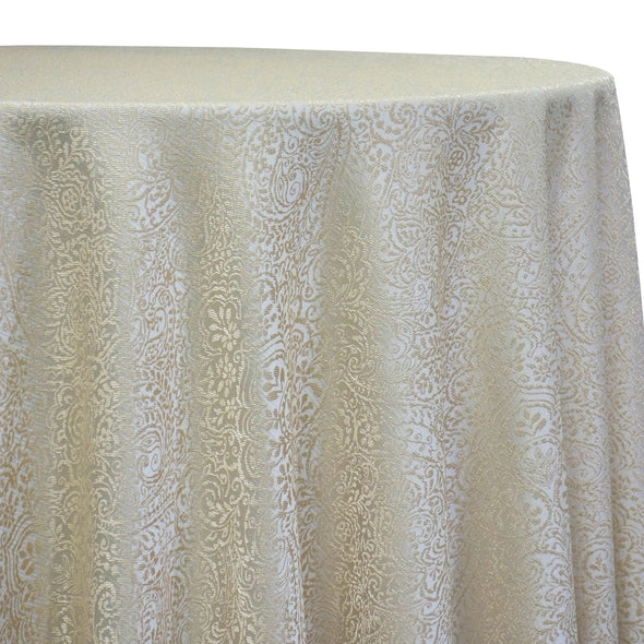 Miramar Jacquard Table Linen in Ivory and Gold
