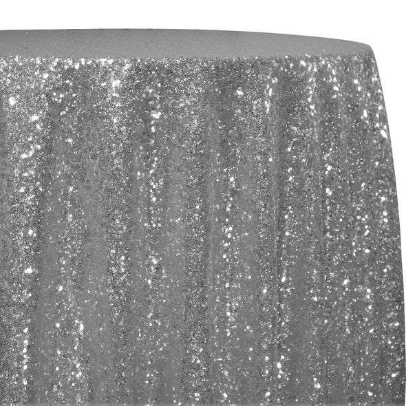 Glitz Sequins 132 Round Tablecloth - Silver– CV Linens